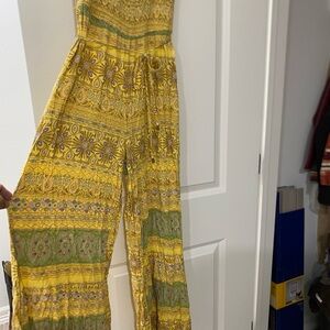 Forever 21 Vibrant Yellow and Green Jumpsuit